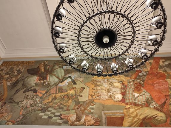 . A fresco by the painter Tomaž Pengov in the municipal building portraying the evil of fascism and the struggle against it. &copy;Photo: Blaž Kosovel