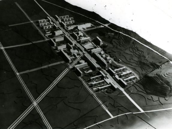 Edvard Ravnikar: idejna zasnova mesta. Vir: Muzej za arhitekturo in oblikovanje, Ljubljana.  