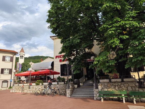 . Jože Srebrnič Square, the main square of Solkan &copy;Photo: Blaž Kosovel