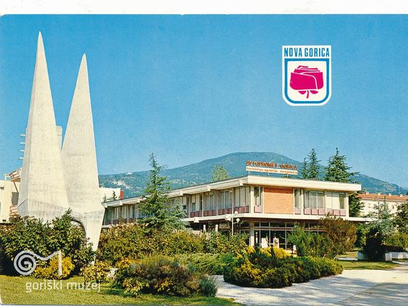. Postcard of the centre of Nova Gorica in the late 1960s featuring the Ikarus monument. &copy;held by the Goriški muzej Kromberk – Nova Gorica
